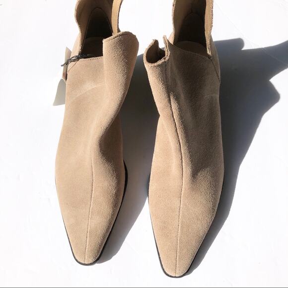 NEW Zara Beige Suede Cowboy Boots - Picture 7 of 9